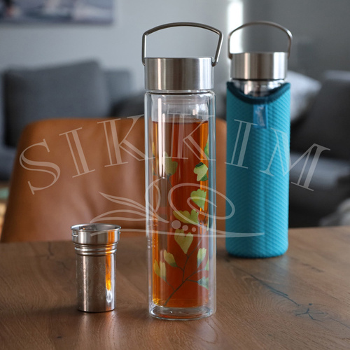 Butelka Szklana JM z zaparzaczem `Gingko` 400ml